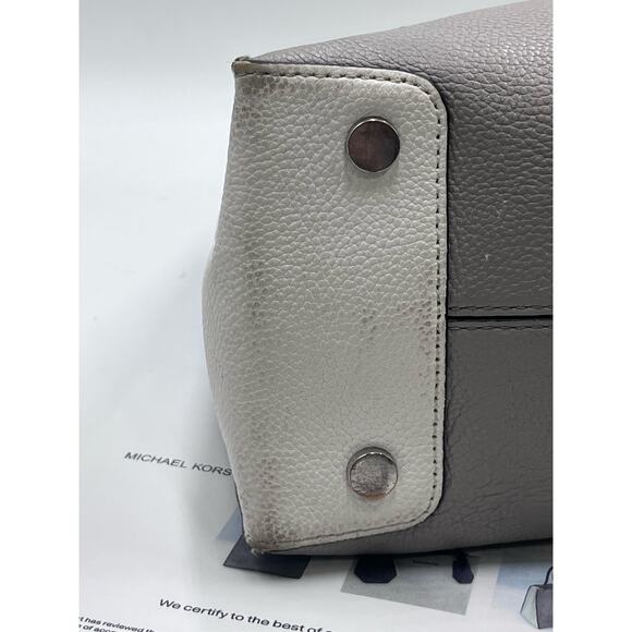 MICHAEL KORS Mercer‎ Black Gray Cream Color-Block Saffiano Leather Tote Bag COA - Picture 14 of 16
